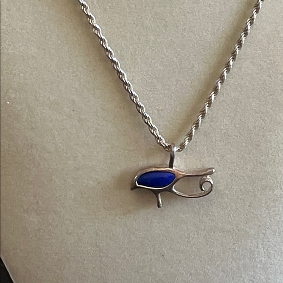 Sterling Silver 925 and Blue Pendant Necklace with Sterling silver Italy chain - Picture 1 of 3